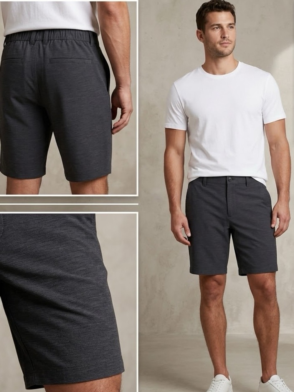 Banana Republic Men's Charcoal Flat-Front Shorts